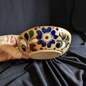 Vintage Floral Mexican Pottery Bowl.
